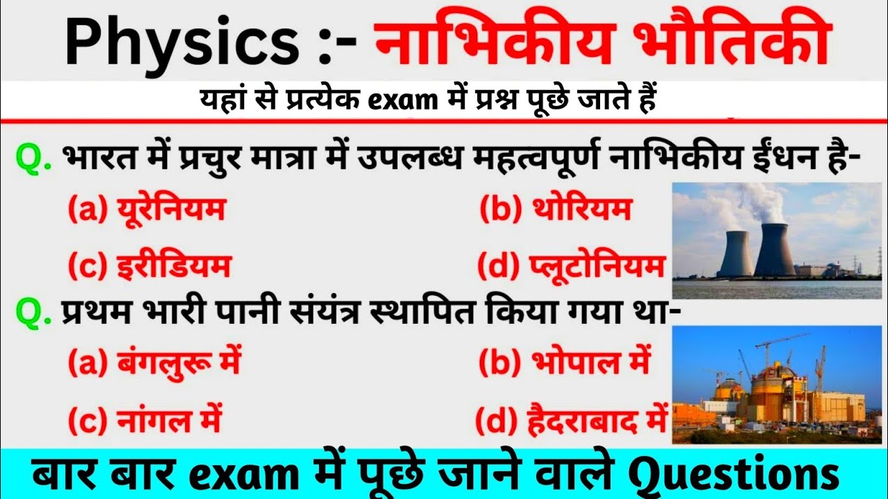 नाभिकीय भौतिकी और आविष्कार और उसके आविष्कारक|| Nabhikiy Bhautiki Gk Question || Physics GK Questions
