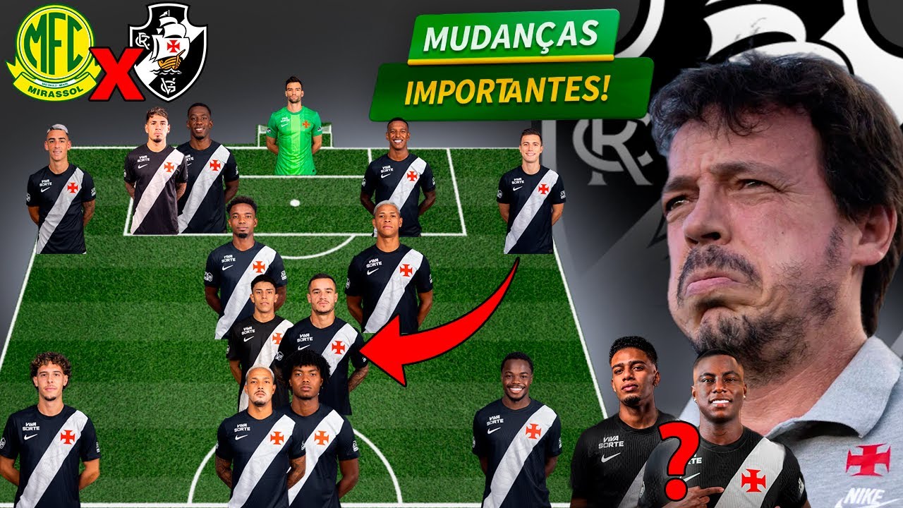 VEJA A ESCALAÇÃO DO VASCO PRO JOGO CONTRA O MIRASSOL!