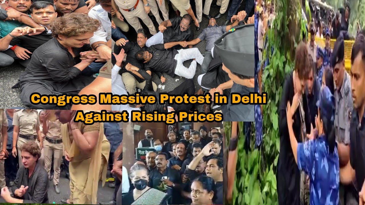 Massive Protest Rahul & Priyanka Gandhi Detained Against Rising Prices  While Marching PM House.