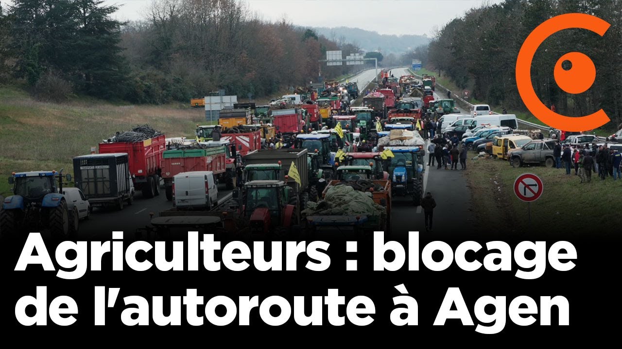 Agriculteurs : blocage de l'autoroute à Agen (22 janvier 2024, Agen, France)