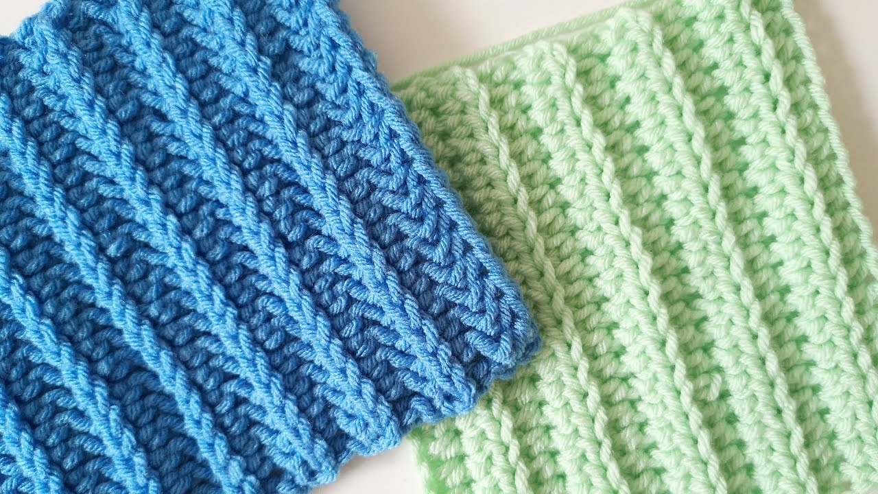#029 Английски ластик на една кука в два варианта (Crochet Mock English Rib Stitch)