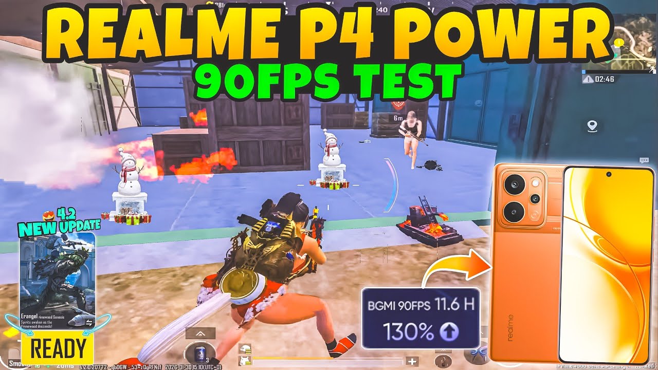 🔥Realme P4 Power BGMI Test 😱 10001mAh Battery Beast! Non-Stop Gaming?