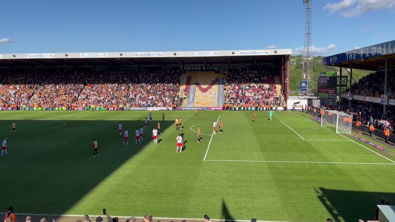 Bradford City Final Whistle pitch invasion vs Fleetwood, 2024/25