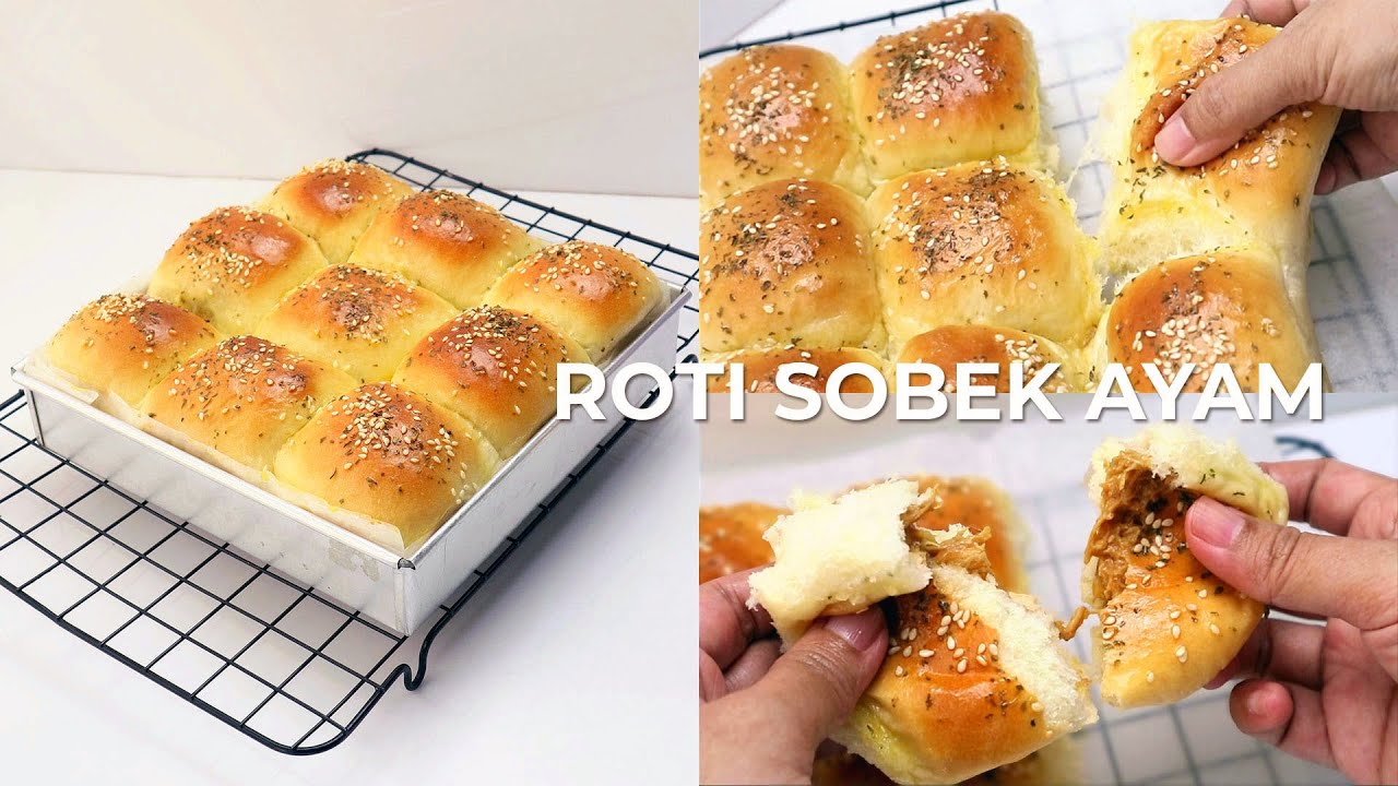 RESEP ROTI SOBEK TANPA TELUR DENGAN ISIAN AYAM KECAP // DINNER ROLLS WITH CHICKEN FILLING RECIPE