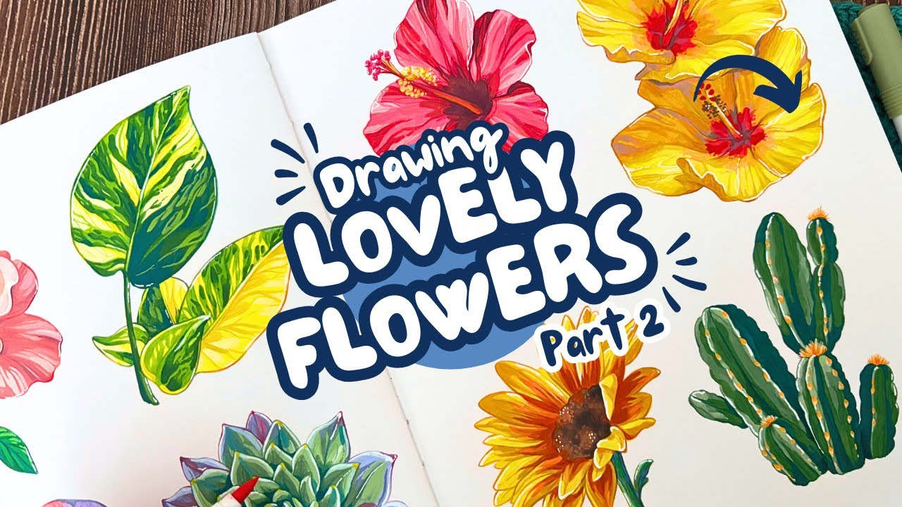 filling my sketchbook with pretty flowers 🌸| marker asmr & no talking
