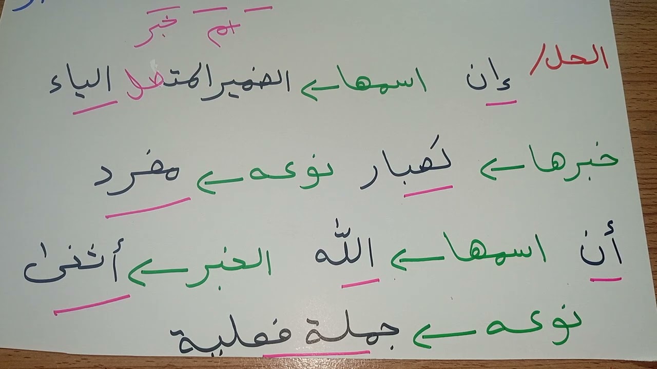 حل تمارين (إن وأخواتها) للصف الخامس الإعدادي