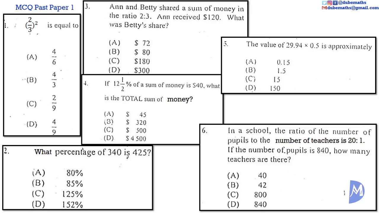 Multiple Choice 1 | 1,2,3,4,5&6 | CXC CSEC Mathematics | Computation