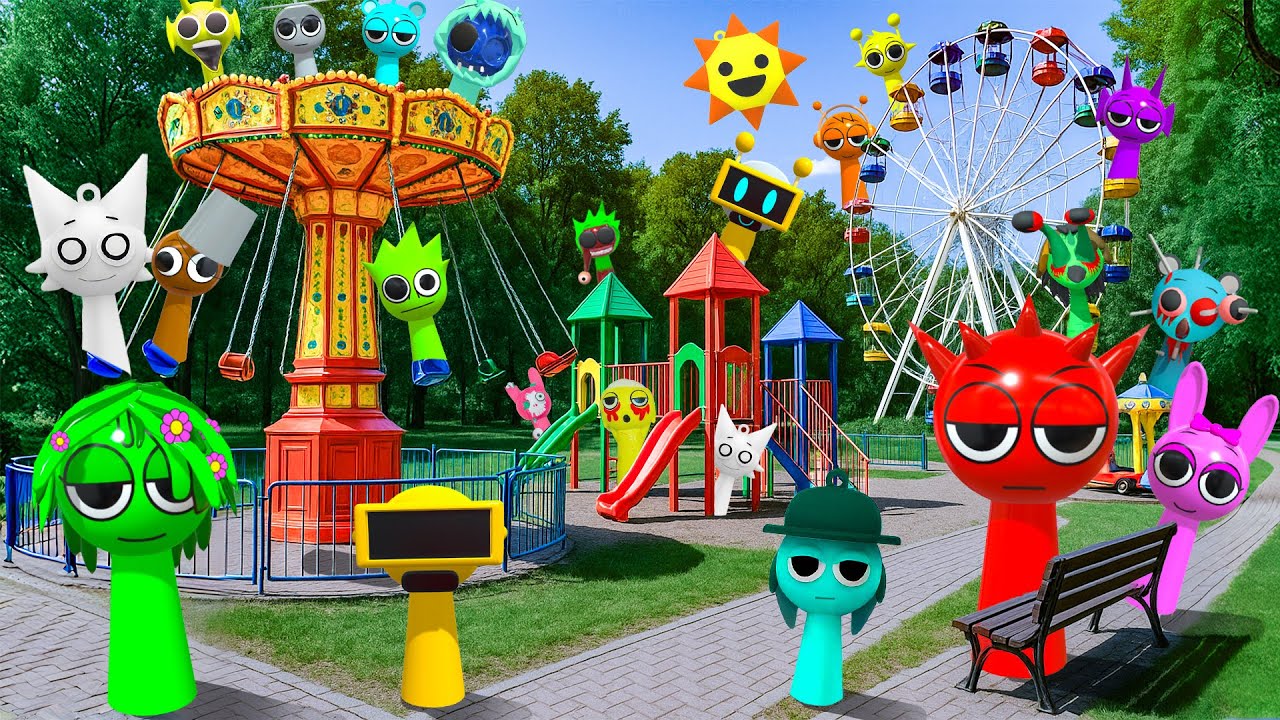 OMG 😲 SPRUNKI Characters Go to AMUSEMENT PARK! 🎡 🎢 So Much Fun! ✨