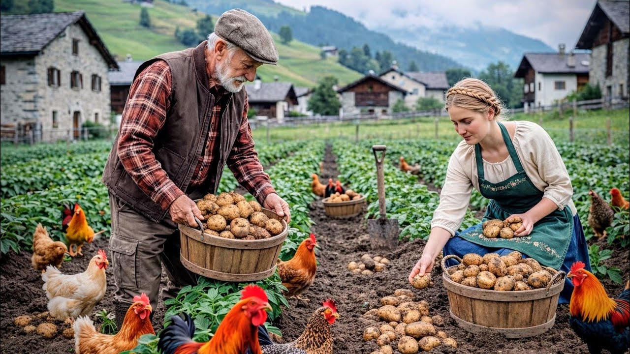 Peaceful Countryside life - Harvesting fruits & vegetable, Feeding Animals & Simple Farm Living