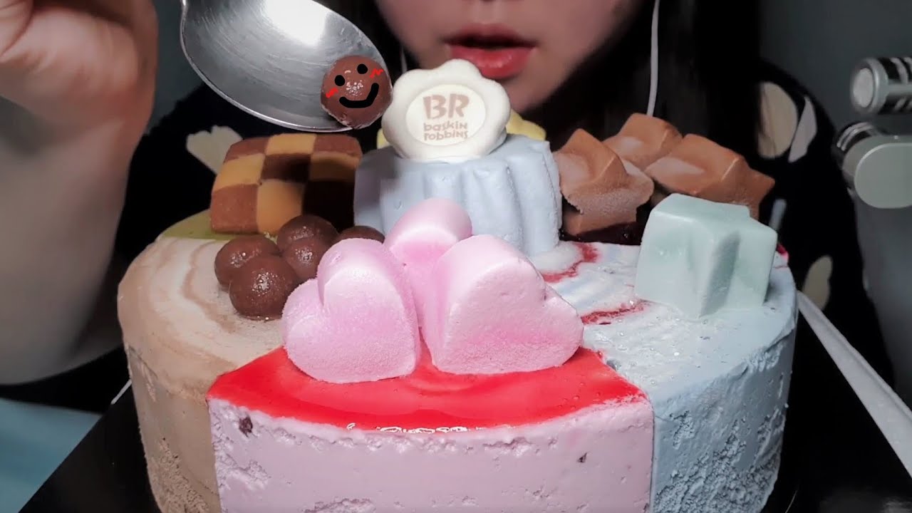 [ASMR] 샤아악 소리가 나는 아이스크림 케이크 이팅사운드 ㅣ ice cream cake eating sound asmr  l 숨소리가 와장창 들어가버린 으스므알..