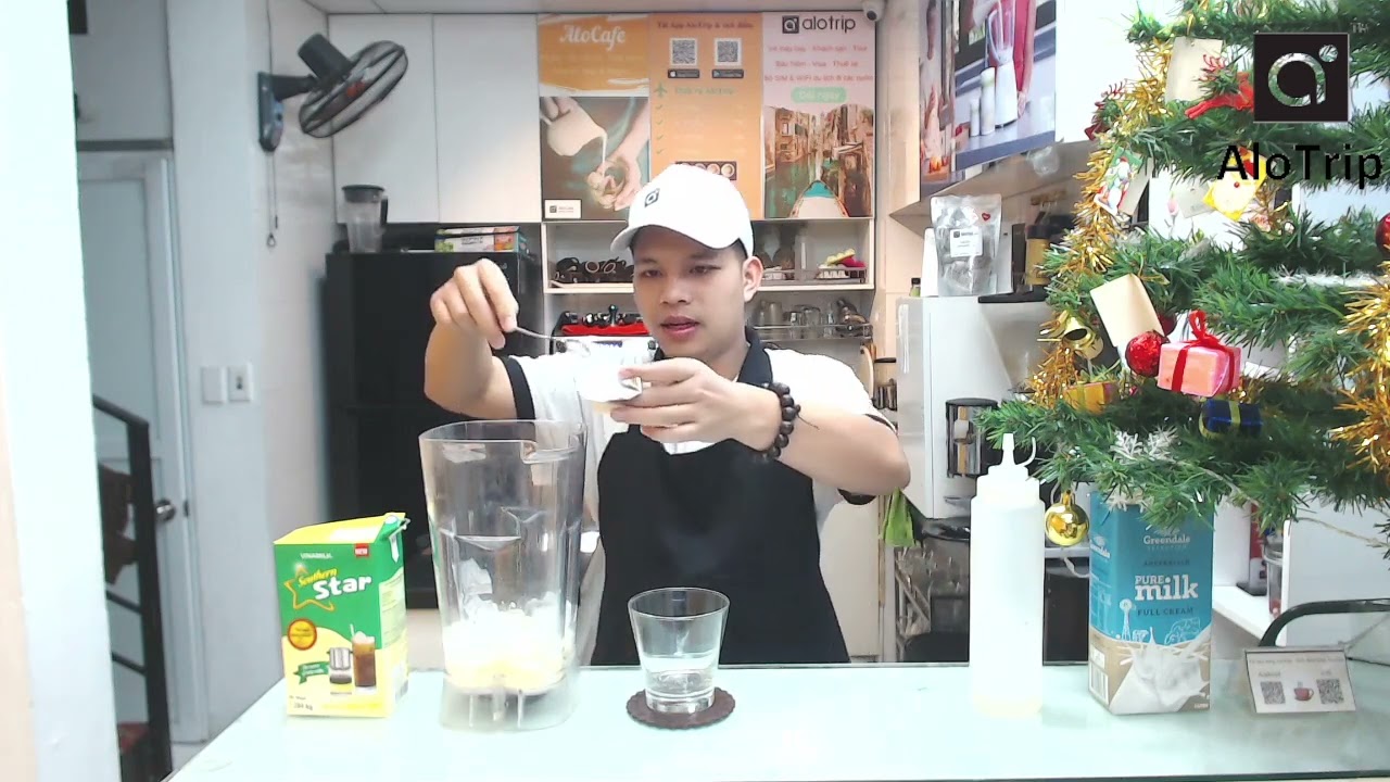 Hướng dẫn làm sữa chua đánh đá cà phê thơm ngon đặc biệt tại AloTrip Cafe