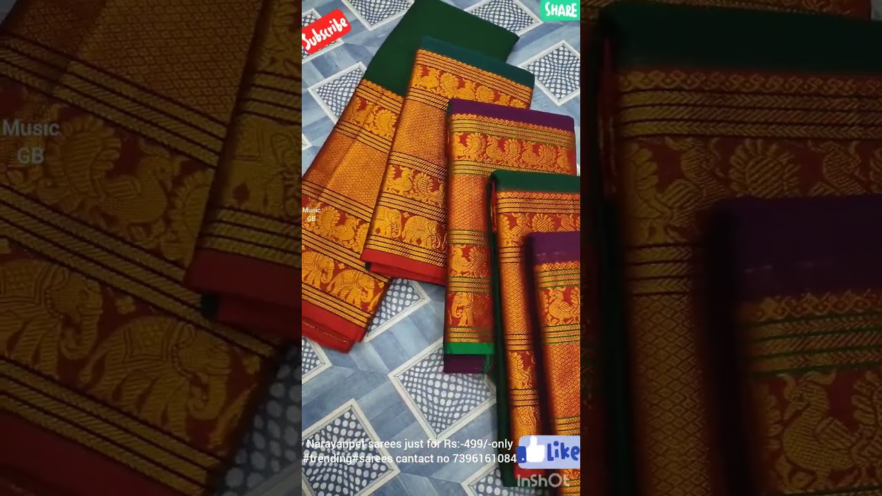Narayanpet sarees just for Rs:-499/-and Rs 799/-only #trending#sarees cantact no 7396161084