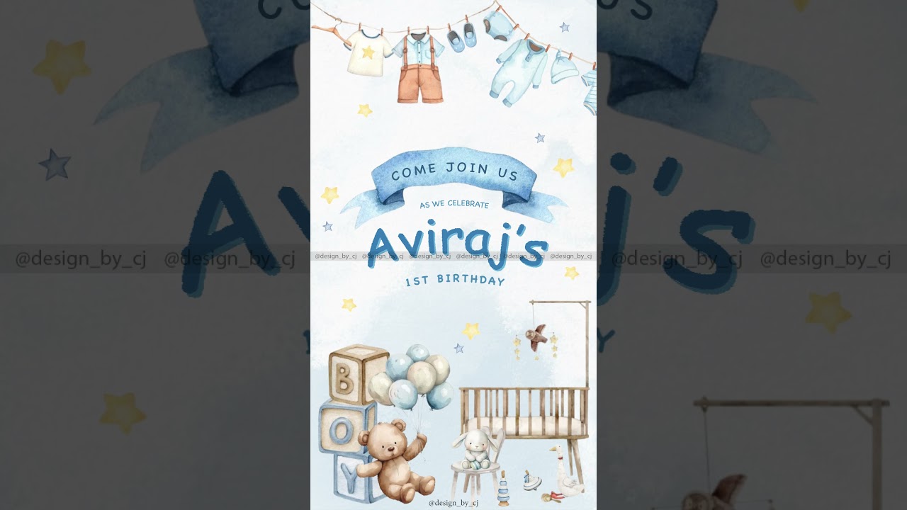 1st Birthday Invitation Video | Blue-Themed Birthday Invitation | Baby Boy Birthday Invitation Video
