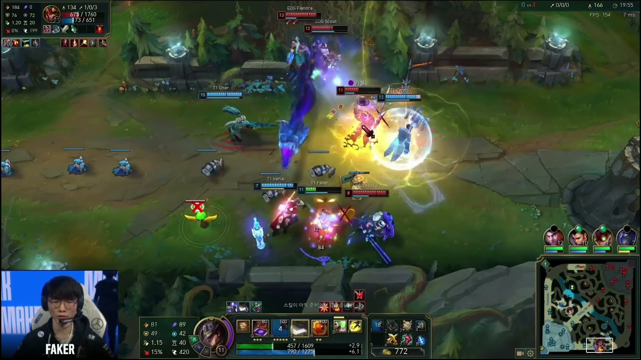 [T1 Faker Pro View] T1 vs EDG - T1 Faker Twisted fate mid | Worlds 2021 Faker perspective