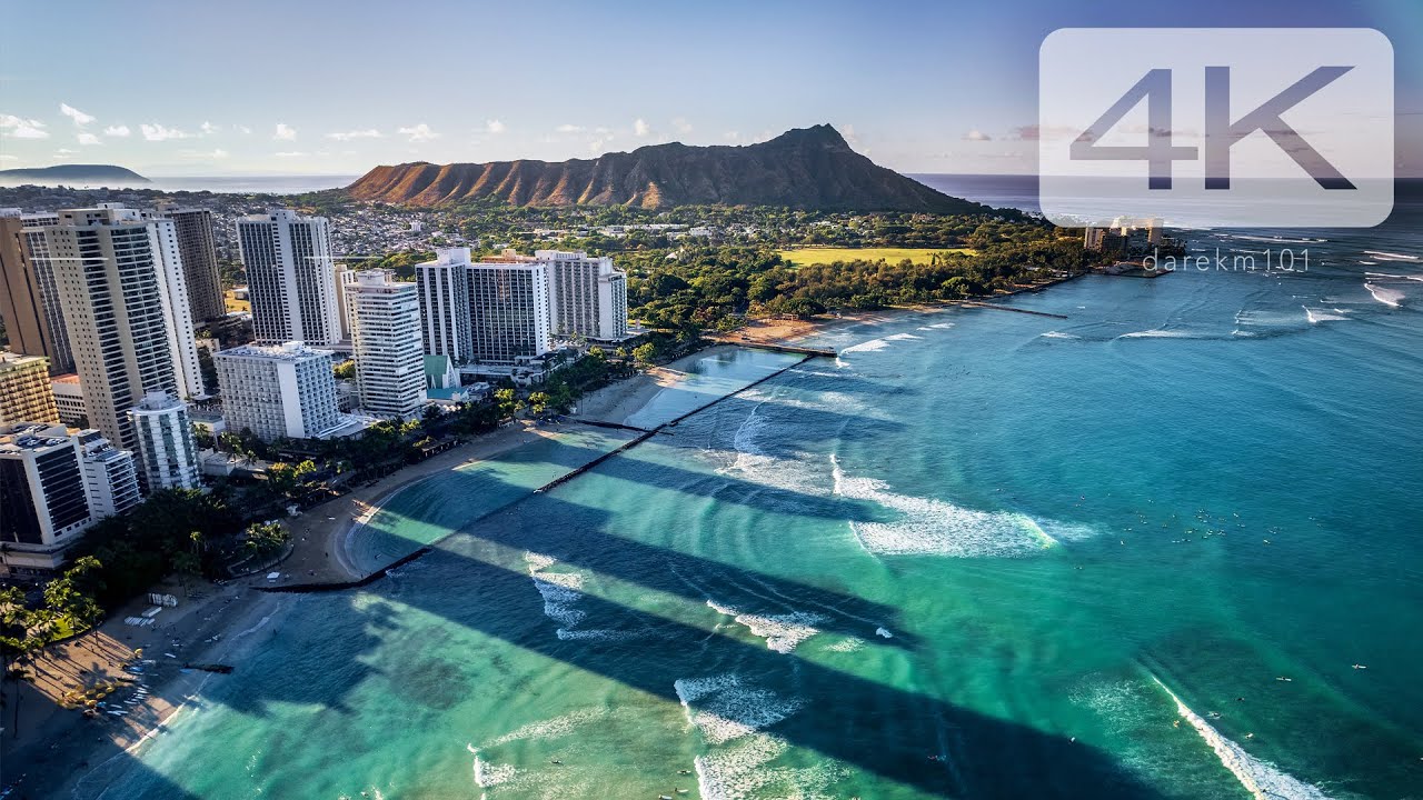5K Beach Run on Waikiki running background. Enjoy Honolulu, Hawaii, Oahu, for workout or relaxation