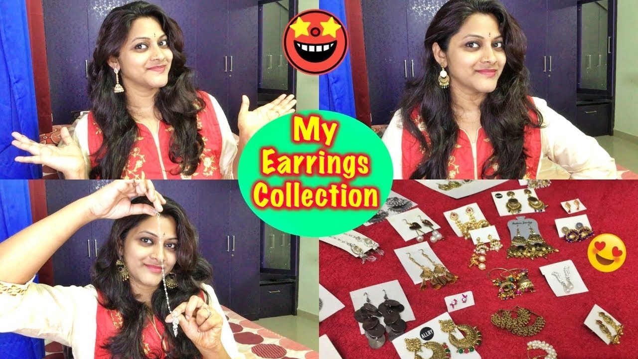 My Earrings Collection 💁&zwj;♀️ || Geetha Vlogs || Earring Collection Telugu ||