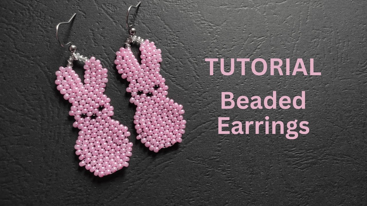 Seed bead bunny earring, beaded rabbit tutorial