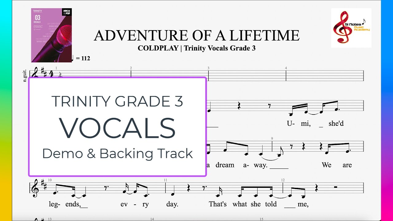 Adventure Of A Lifetime - Trinity Rock & Pop Vocals Grade 3 | Demo & Backing