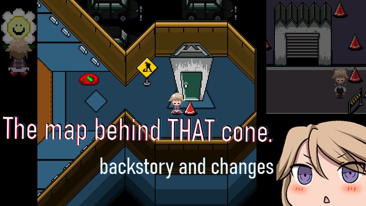 Yume 2kki: the map behind the Highway's cone [pre 0.126] (removed/unused Fairy's Room & Parking lot)