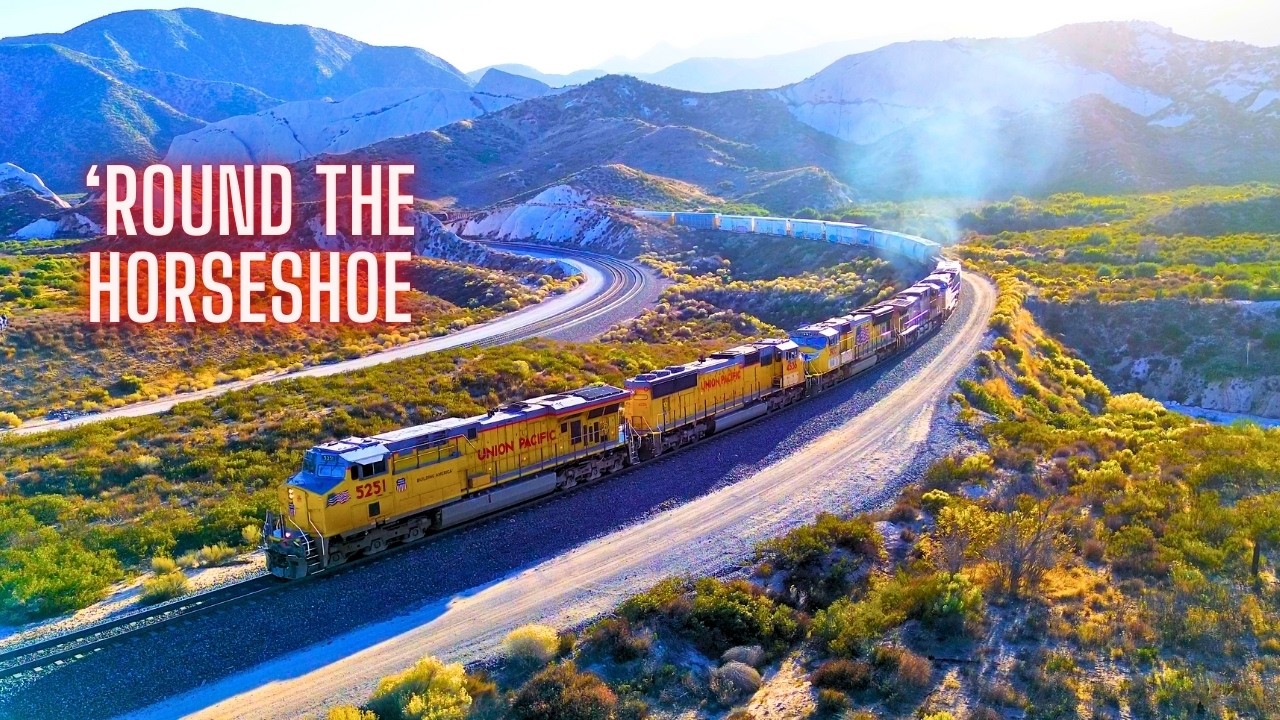 FREIGHT TRAINS WIND THRU MASSIVE MORMON ROCKS OF CAJON PASS - GREAT DIESEL AUDIO Thru in the Hills!