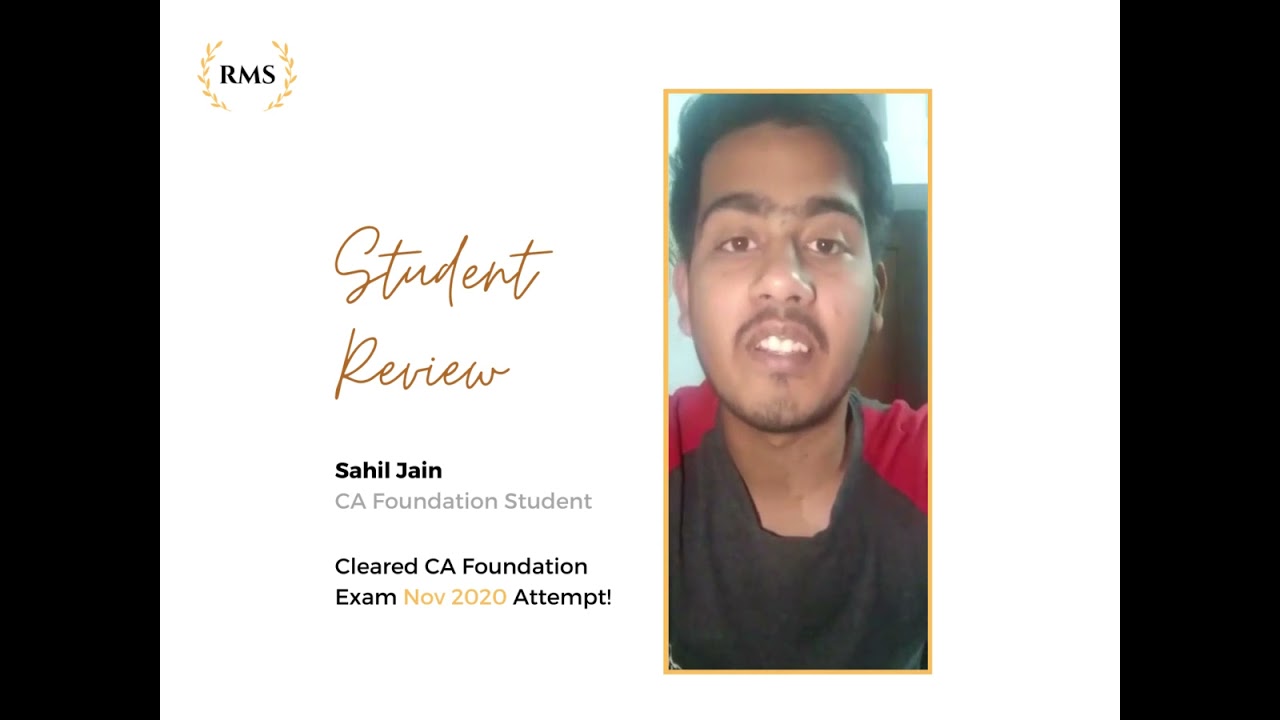 CA Foundation Coaching Review by Sahil Jain I RMS Chandigarh