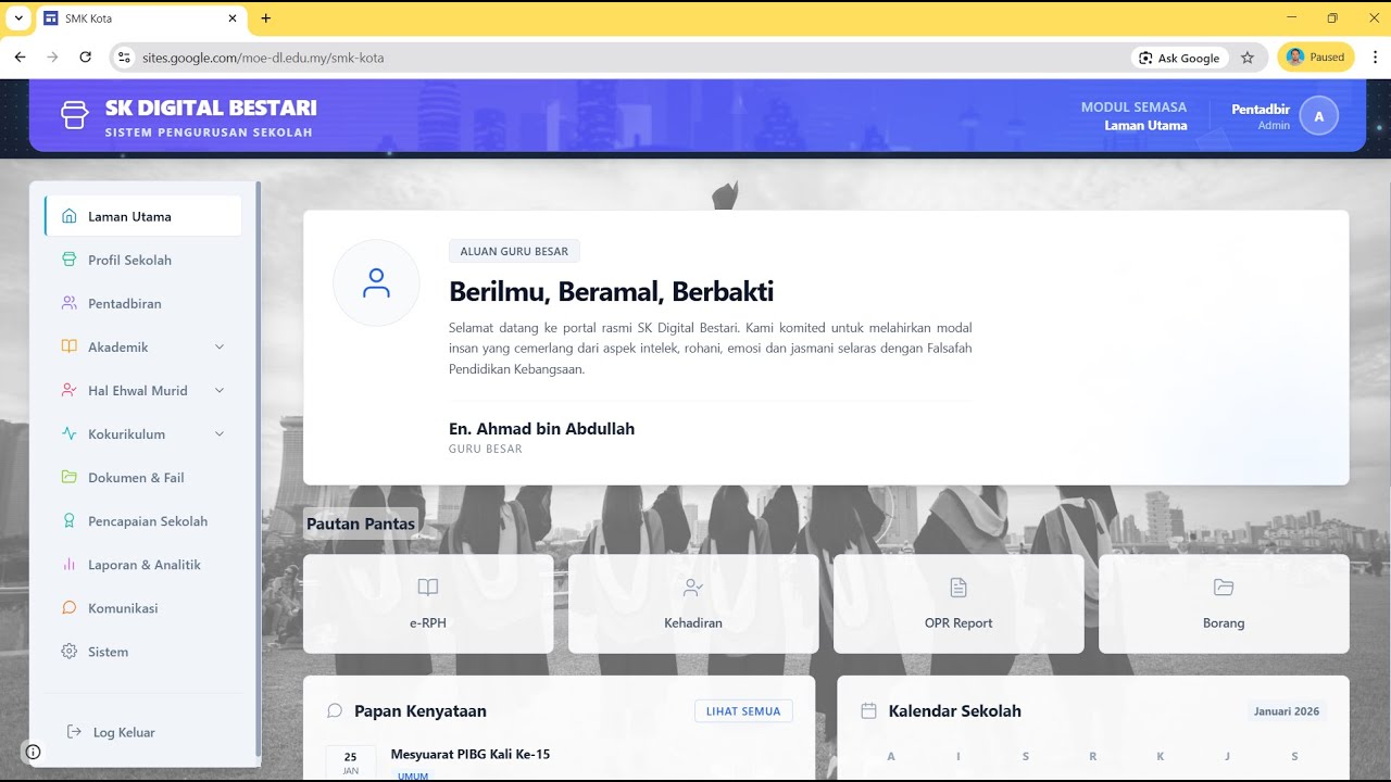 Step 1 Pembinaan Portal Sekolah Menggunakan Gemini Ai + Google Sites