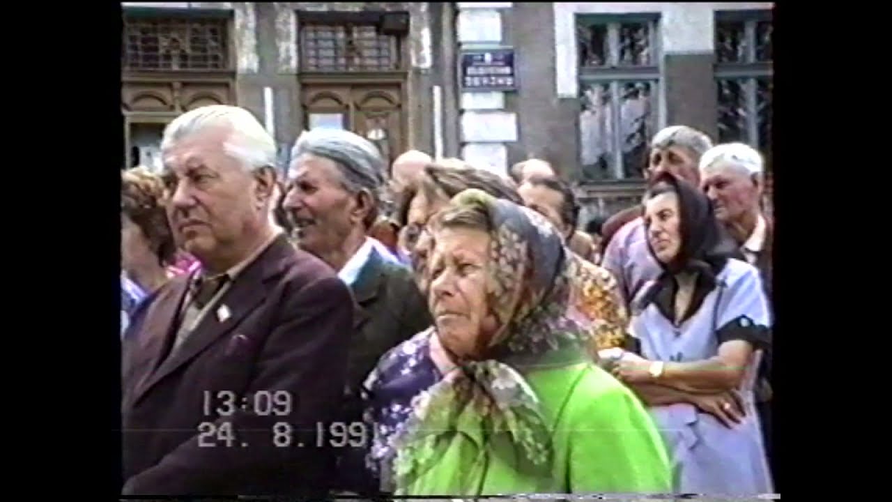 24. 08. 1991 р.  Скалат. Мітинг .  Демонтаж памятника Леніну.