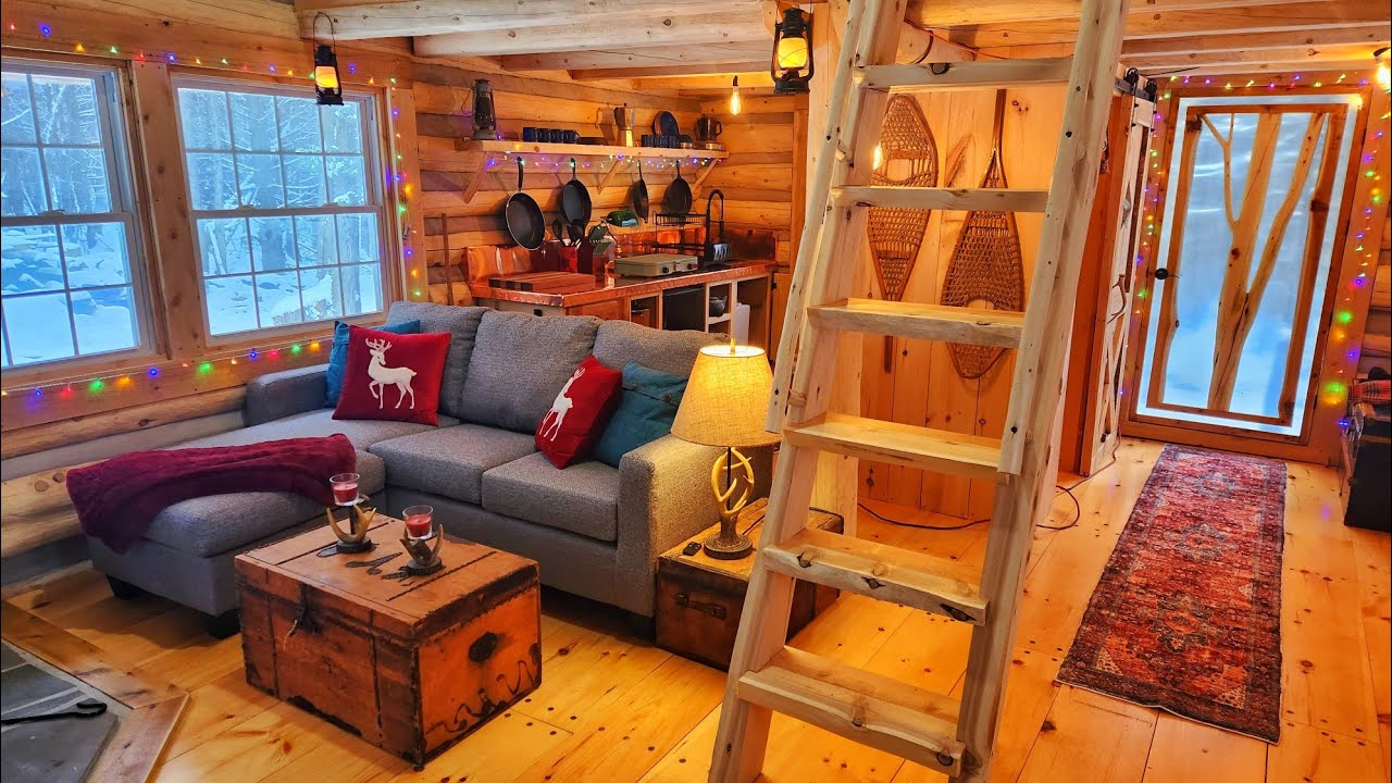 Cozy Christmas Cabin Tour! ...with Family! / Ep111 / Outsider Cabin Build