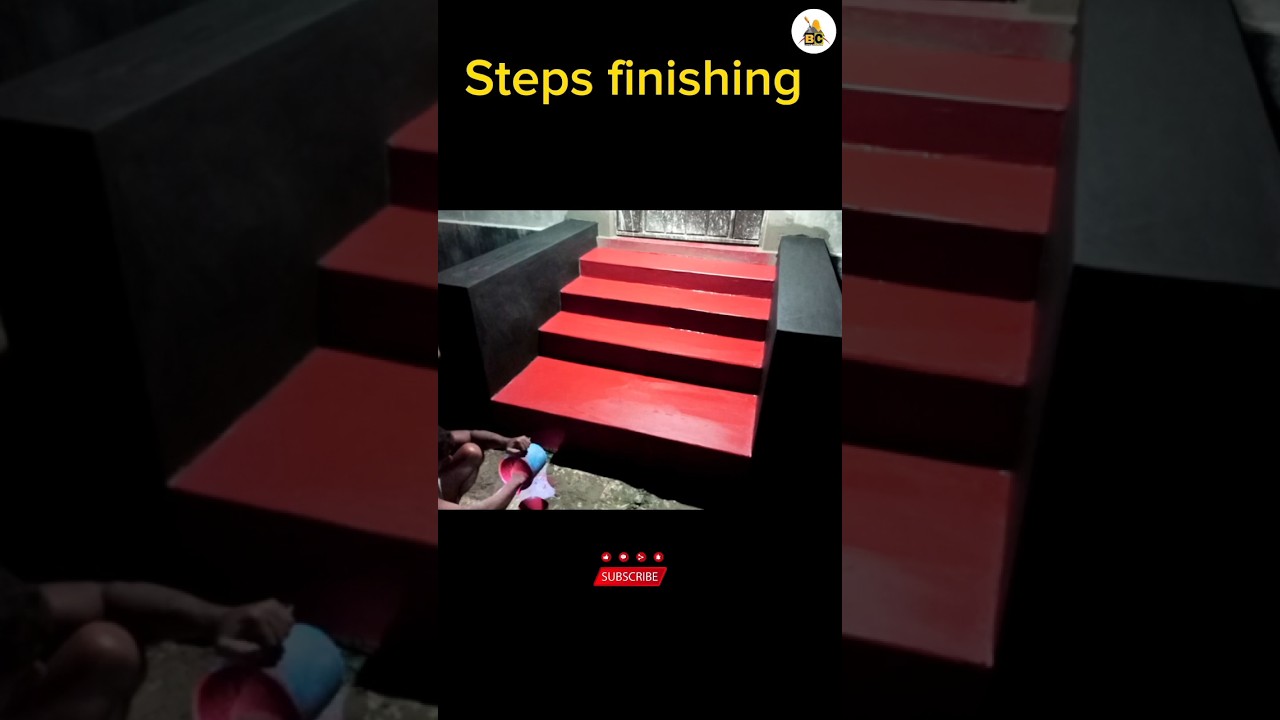 Stair finishing red oxide colour #staircase #cementmixer #redoxide