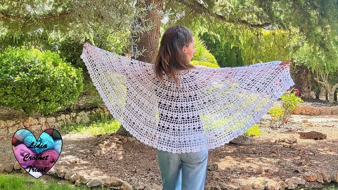 CHÂLE DEMI LUNE CROCHET PAS À PAS TUTORIEL CROCHET DÉBUTANTS FACILE #tutocrochet #crochet #tutorial
