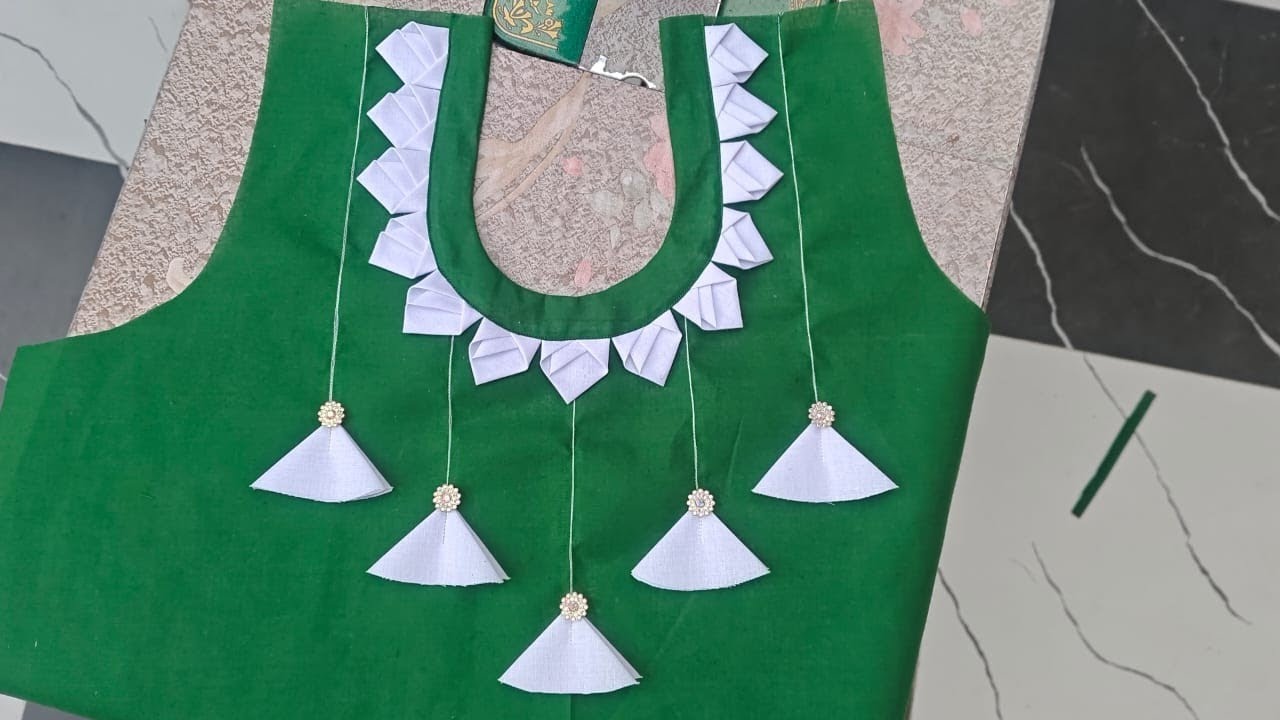 Blouse Neck Design with Fabric Pleats & Tassels | Easy Sewing Tutorial