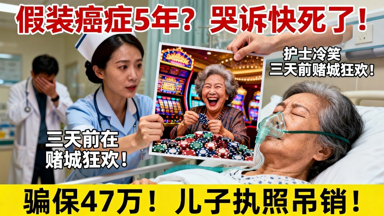 中国大妈假装癌症5年骗保$47万，在医院哭诉'我快死了'！华裔护士调出病历冷笑：您三天前刚去拉斯维加斯赌了一圈！判刑6年+追缴全款+儿子医生执照永久吊销！