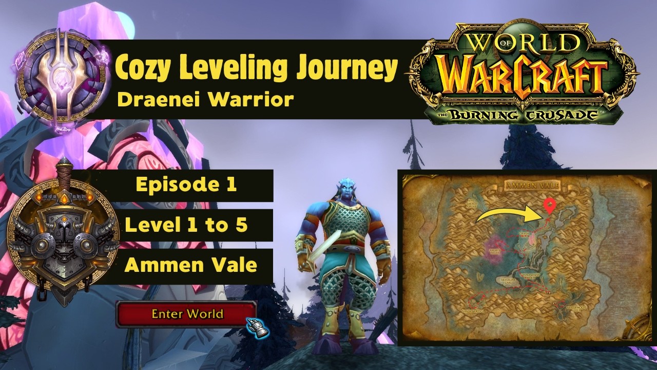 Cozy Leveling Journey | Draenei Warrior | Episode 1 | Level 1 to 5 | Ammen Vale | WoW TBC Classic