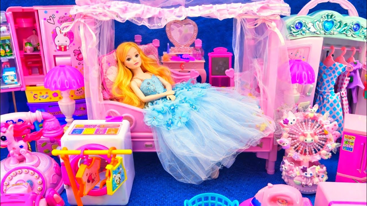 10 Minutes Satisfying with Unboxing Barbie Doll Pink Bedroom, Kitchen Collection Review Toys | ASMR 