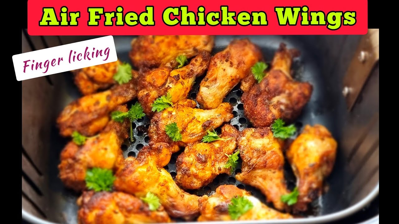 QUICK AIR FRYER CHICKEN WINGS RECIPES // NO OIL & NO FLOUR // CRISPY AIR FRIED DRUMETTES DRY RUB