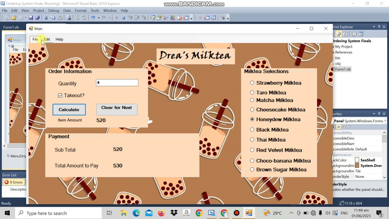 Ordering System Using VB.Net    (milktea shop)