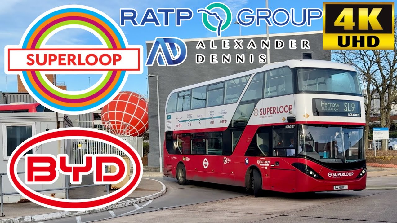 [RATP London: Superloop SL9 Heathrow Airport to Harrow via Hayes & Harlington] ADL E400City BYD Bus