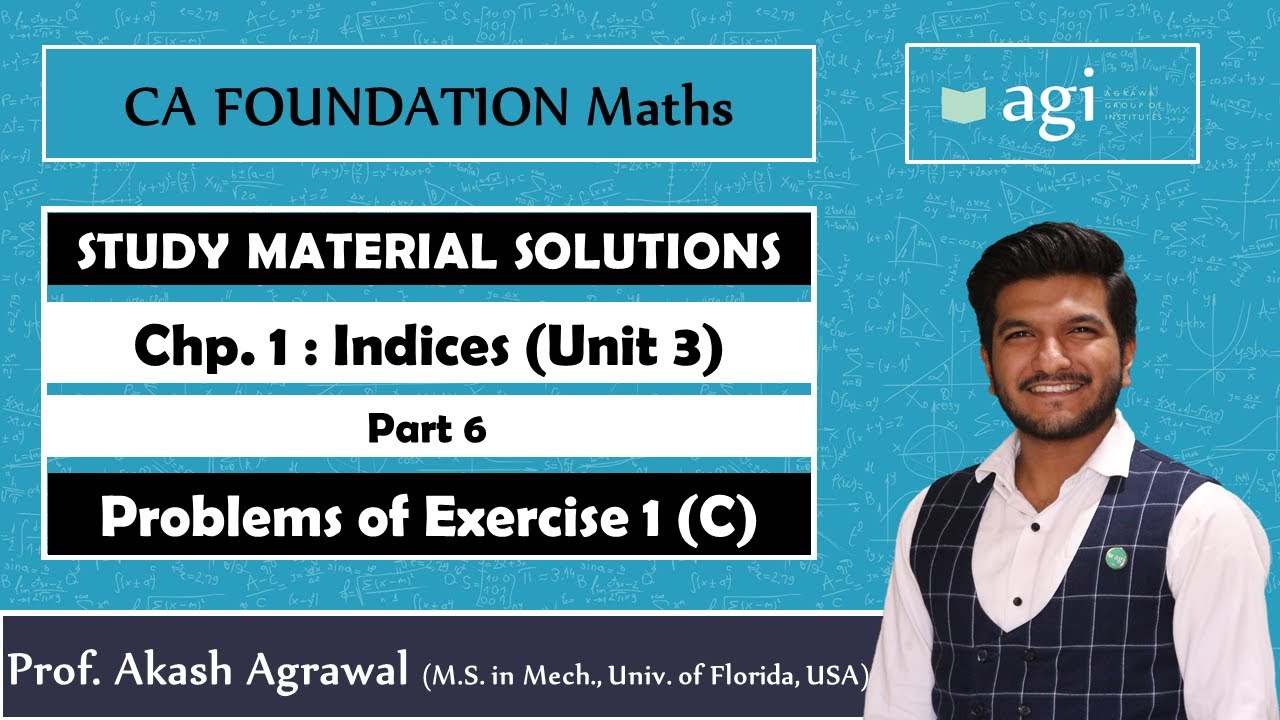 CA Foundation | Business Mathematics | Indices | Exercise 1C | ICAI Study Material Solutions