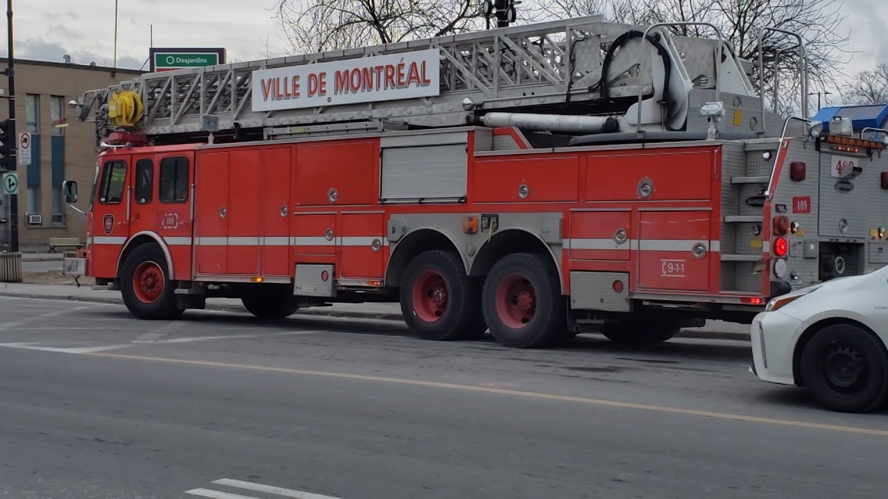 MONTREAL FIRE TRUCKS Pt 2 Rare Old Detroit Diesel E One Superior  Ladder Truck in Rosemont