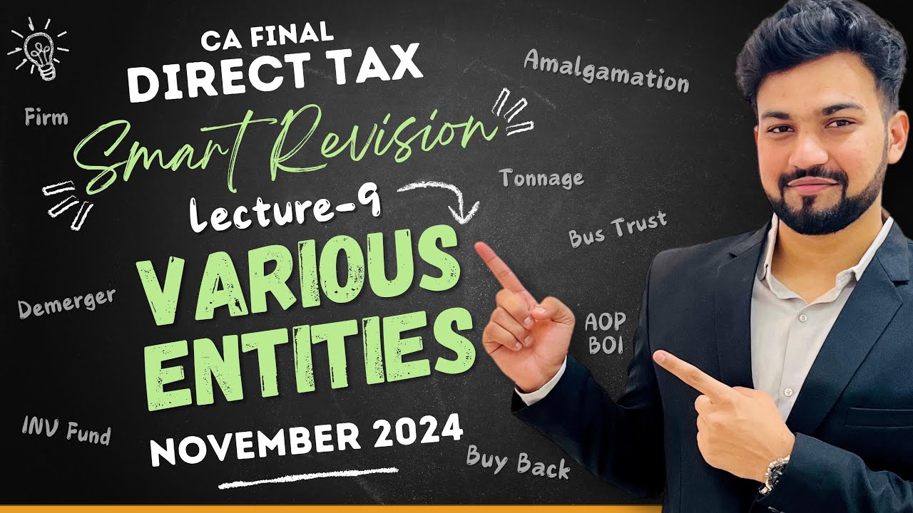 Taxation of Various Entities Along with Ques| CA Final DT Smart Revision Nov 9, 24|CA Yash Khande...