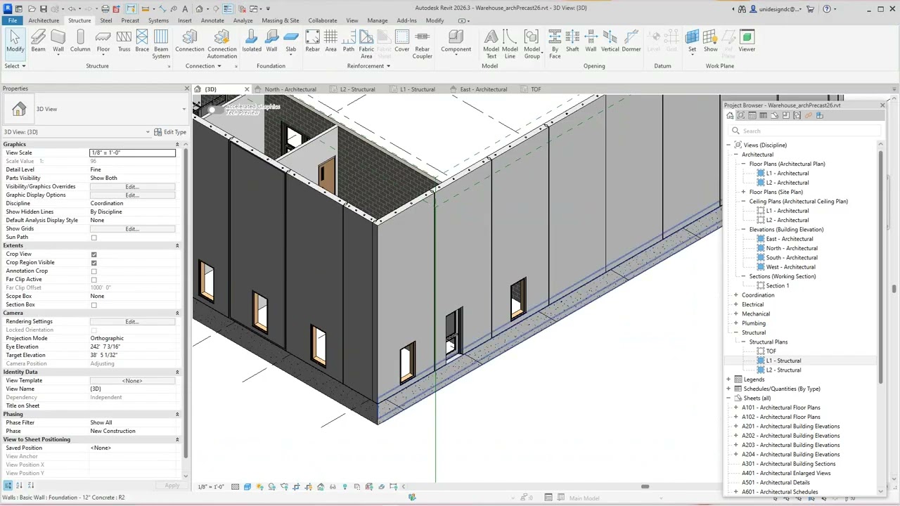 Revit 2026 Сборные фундаменты с использованием многопрофильного шаблона