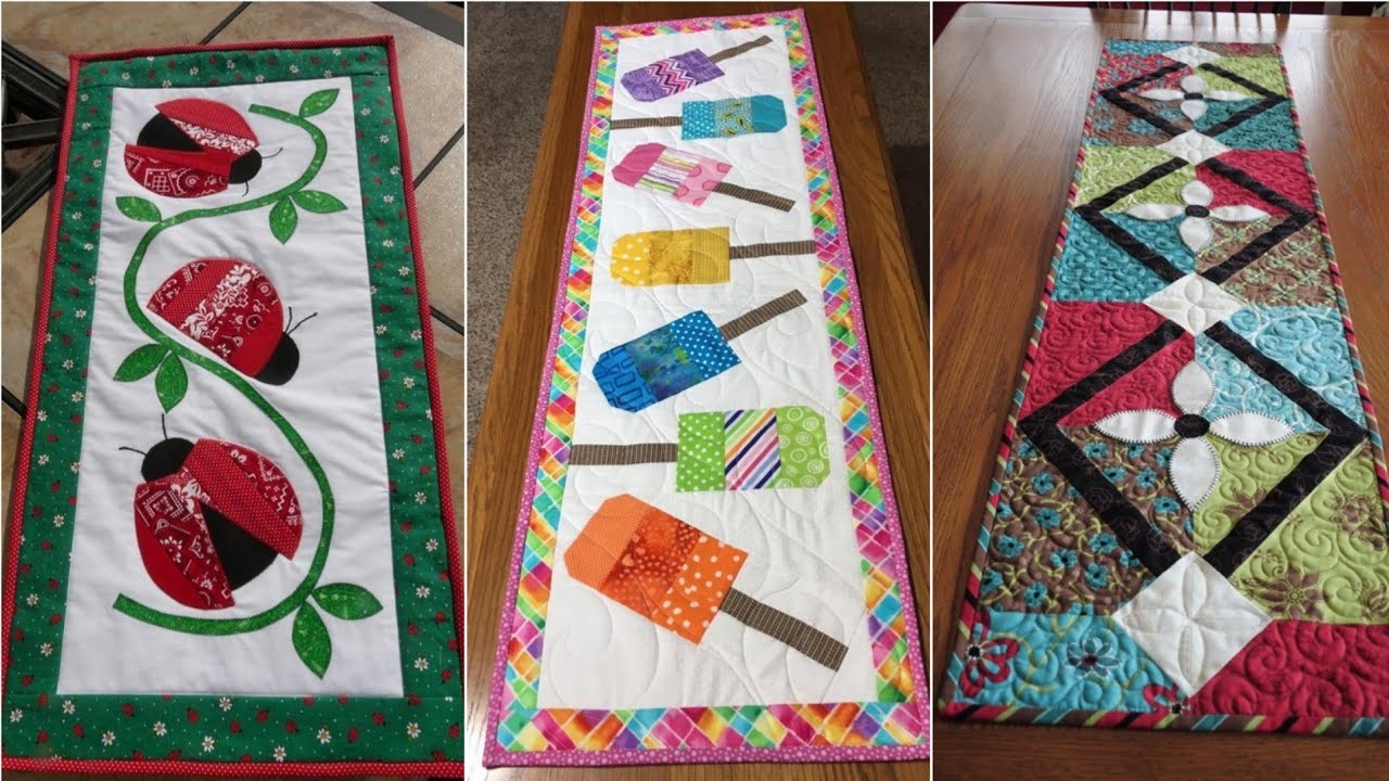 💞Classy and unique quilted patchwork table runner and table mat design by pop up fashion💖