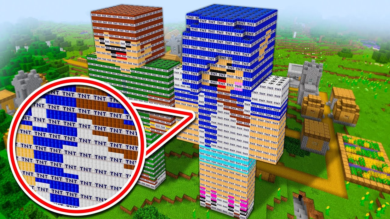EXPLODI EU E O MEU AMIGO GIGANTES DE TNT CUSTOMIZADAS no MINECRAFT