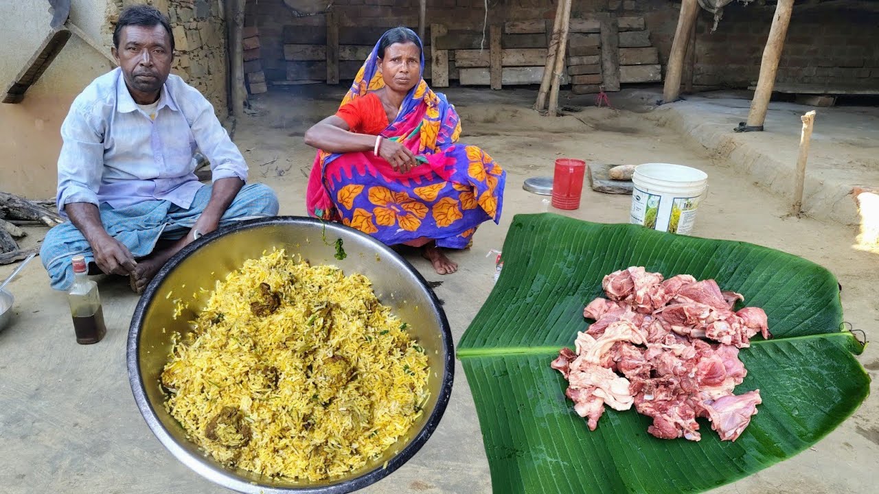First time MUTTON BIRYANI recipe made by tribal parents|mutton biryani village style|cooking channel