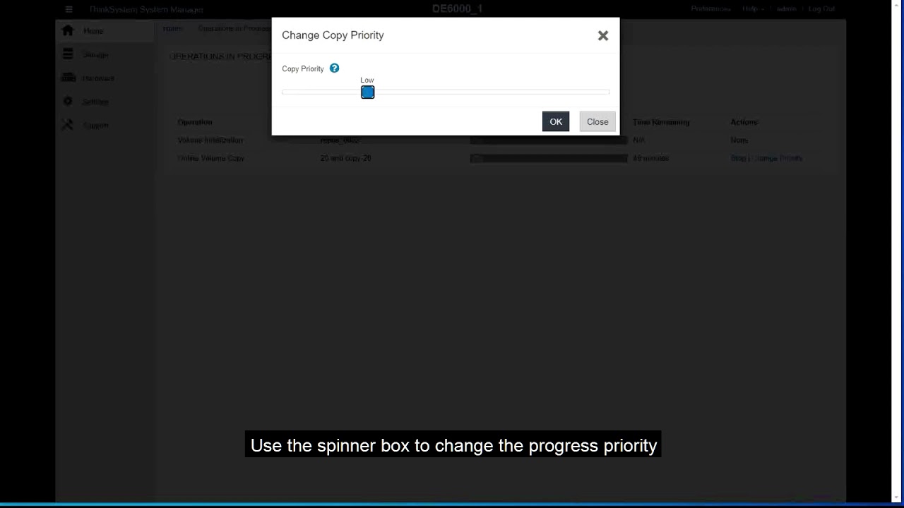How to check and act on operations in progress for ThinkSystem Storage DE Series systems