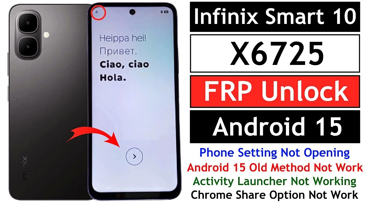 Infinix Smart 10 FRP Bypass Android 15 (2026) | New Method | X6725 Google Account Unlock