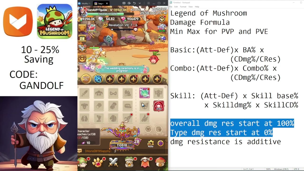 Legend of Mushroom LOM Damage Formula How to Max Damage in PVP and PVE