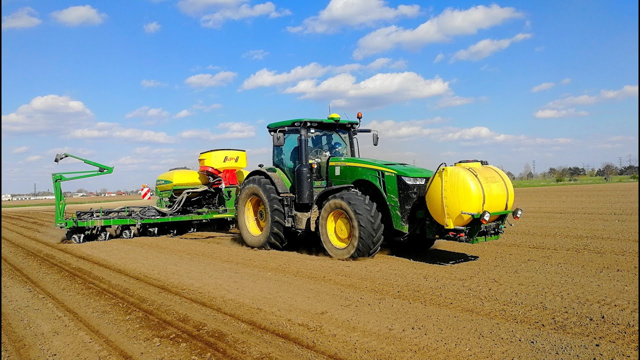 Horváth-Farm Kft. Kukorica vetés 2021. John Deere 8370R + John Deere 1775 NT