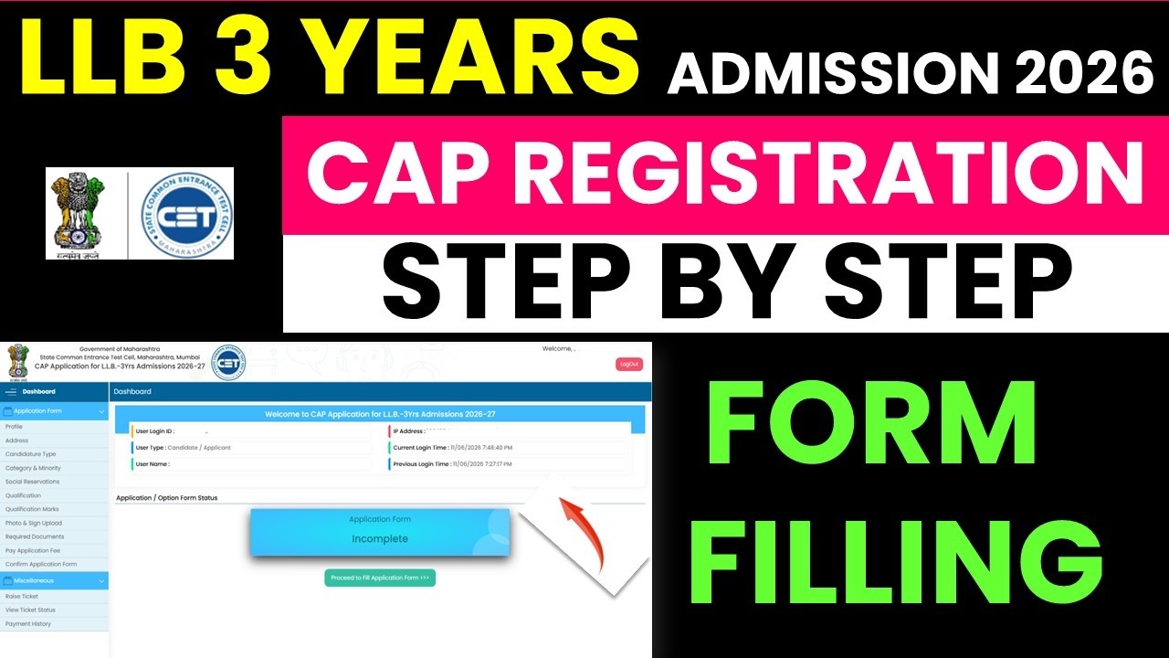 MH LAW CET (3 Yrs) CAP Registration Form Filling Process 2026 🔥 | Step-by-Step CAP Process 2026