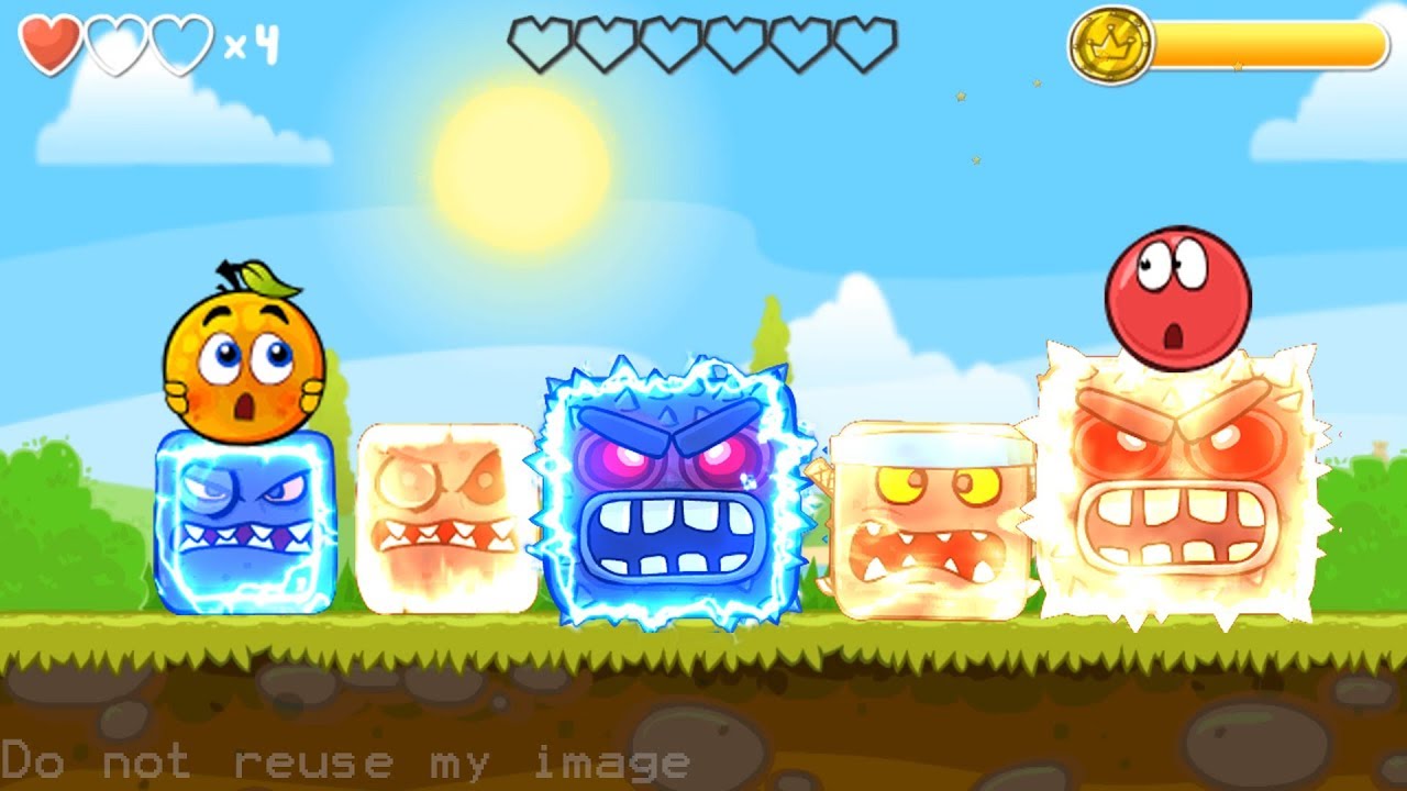 RED BALL 4 : ALL ( Electric Vs Fire ) 10 Bosses Fight Together with Red Ball & C.Orange ball